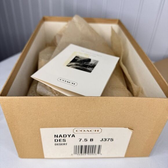 Coach Sz 7.5B Woven Square Toe Thong Sandals Nadya Des Desert Brown Leather J375 - Picture 11 of 12